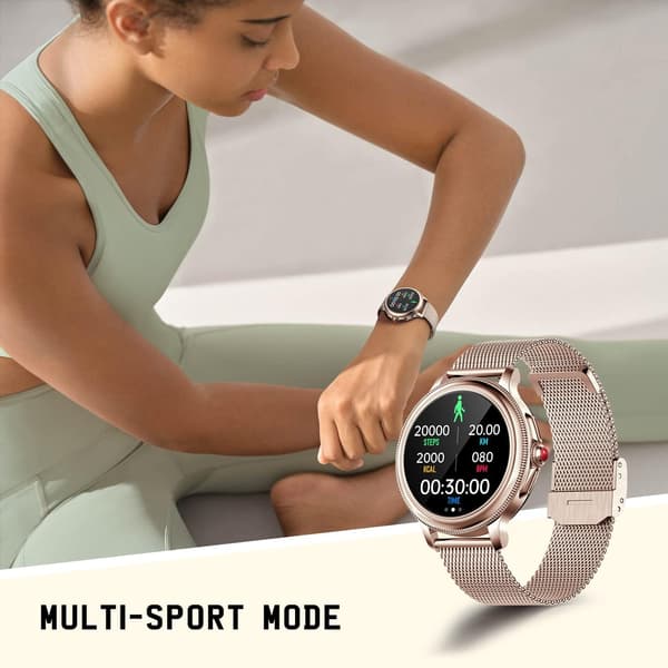 SMARTKLOCKA 1,2" HD iOS Android Bluetooth PULSMETARE STEGRÄMNARE 2 ARMBAND GULD