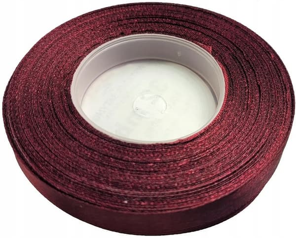 Dekorativt satinband vinrött 12mm 32m