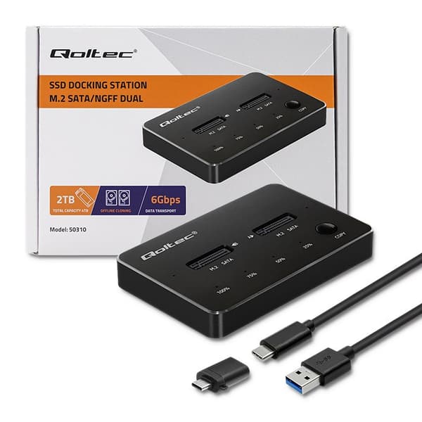 QOLTEC 2X SSD M.2 SATA-dockningsstation