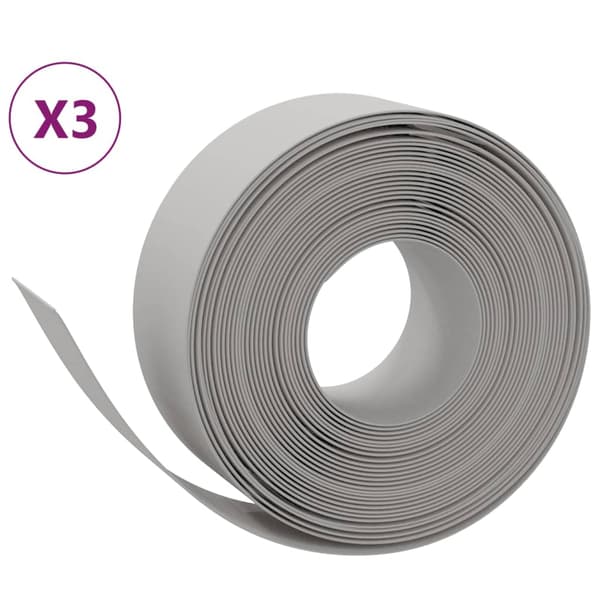 vidaXL havekant, 3 stk., grå, 10 m, 20 cm, polyethylen