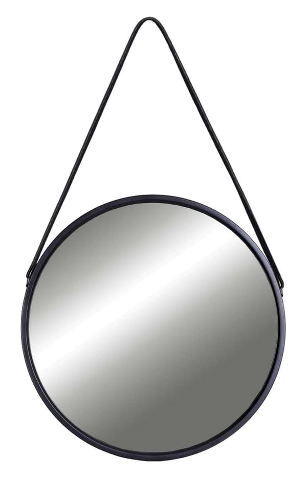 Mirage 60 cm rundt kaptajnsspejl på rem, sort