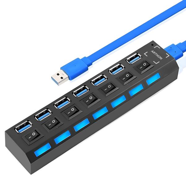 USB 3.0 7-porttinen hubi 1x7 5 Gbps