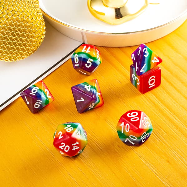 Stolt regnbue LGBT RPG terningsæt med 7 terninger