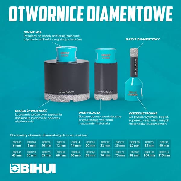 BIHUI DIAMANT TURBO HULSAV TIL STENFLISER M14 DIAMETER 60MM