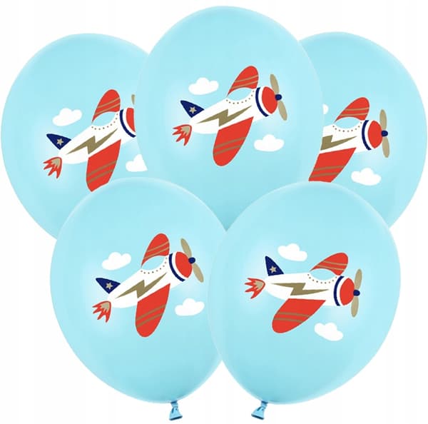 Ballonger 30 cm flygplan pastell ljusblå 5 st