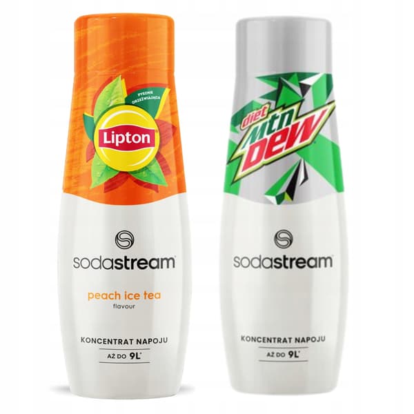2x Sodastream Lipton Ice Tea Ferskensirup + Mountain Dew Zero
