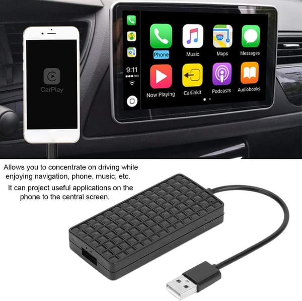 USB-SOVITIN DVD-NAVIGAATTORILLE AUTOILLE, JOISSA ON IOS JA ANDROID CARPLAY