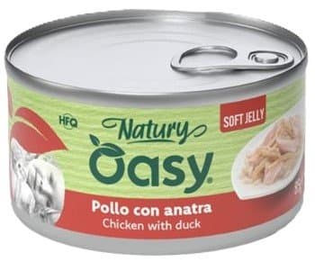 Oasy | Natury | Vådfoder til katte i gelé - 150g dåse - Kylling og and 150g