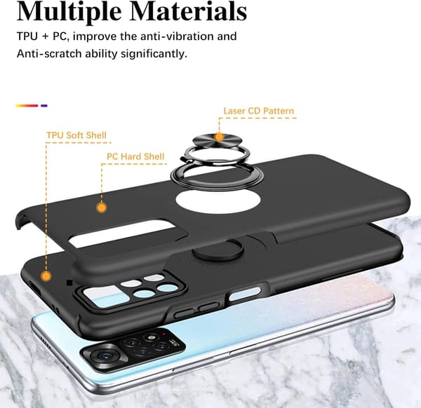SORT SOLIDT ETUI TIL XIAOMI REDMI NOTE 11/11S + HÆRDET GLAS