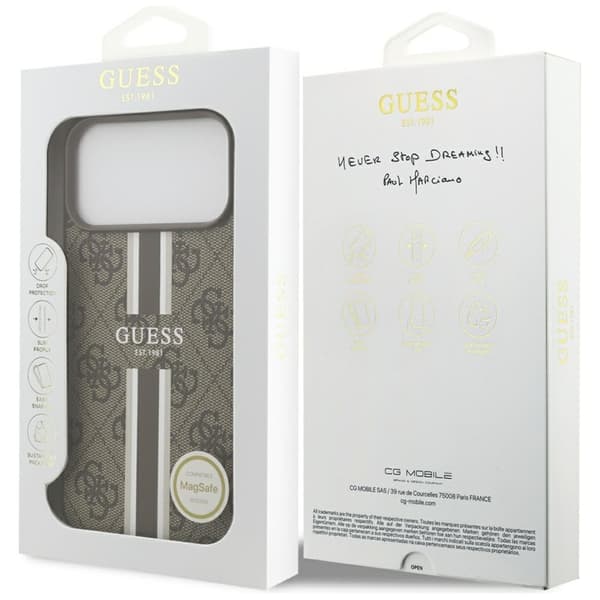 Guess 4G Printed Stripes MagSafe - iPhone 17 Pro Max cover (brun)
