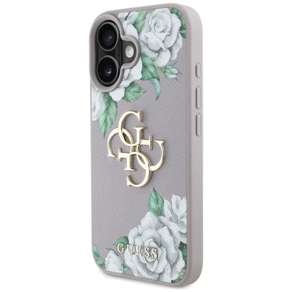 Guess Grained Roses Big 4G logo cover til iPhone 16 lilla