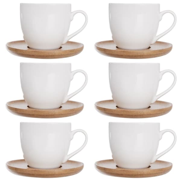 Kop med underkop porcelæn hvid WHITELINE 100 ml 6 stk.