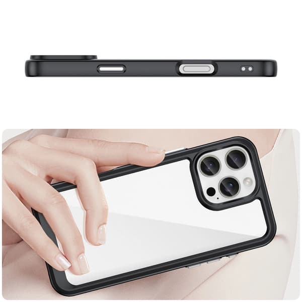 Outer Space-cover med gelramme til iPhone 16 Pro Max - Sort