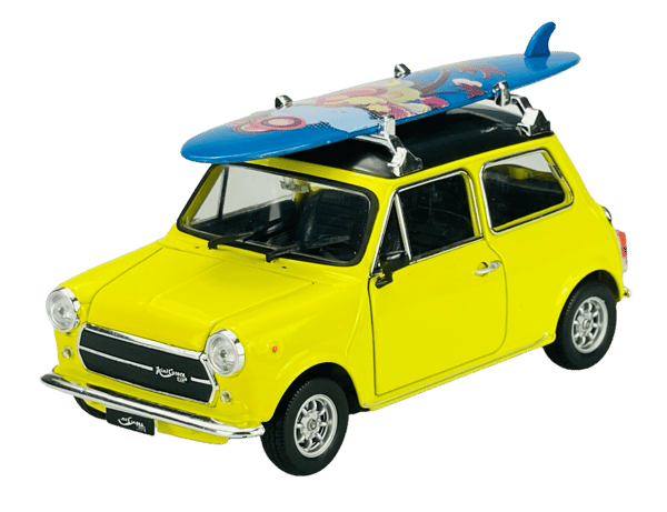Welly Mini Cooper 1300 gul med bräda 1:24 22496