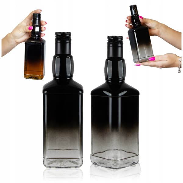 10x DANIELS 500ml OMBRE glasflasker til vodka, sorte og transparente