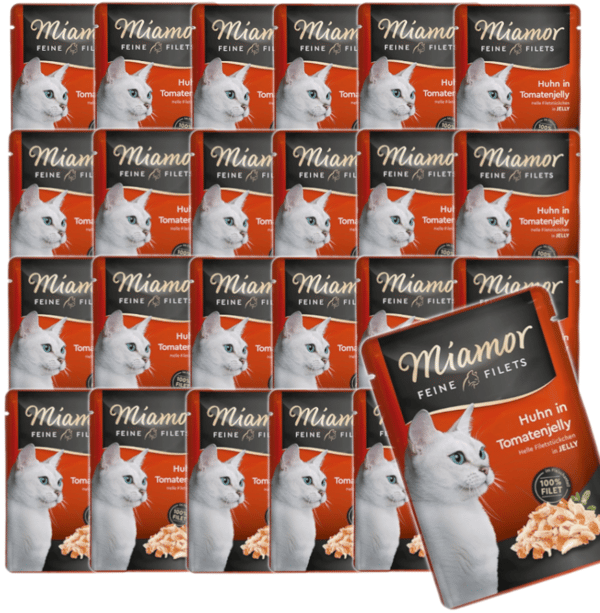 Våtfoder för katter MIAMOR Feine Filets KYCKLING Tomatgelé 24x100g