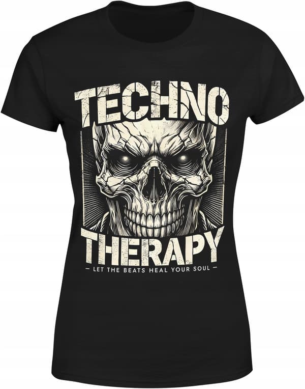 TECHNO TERAPI DAME MED MUSIKALSK KRANIEFEST T-SHIRT
