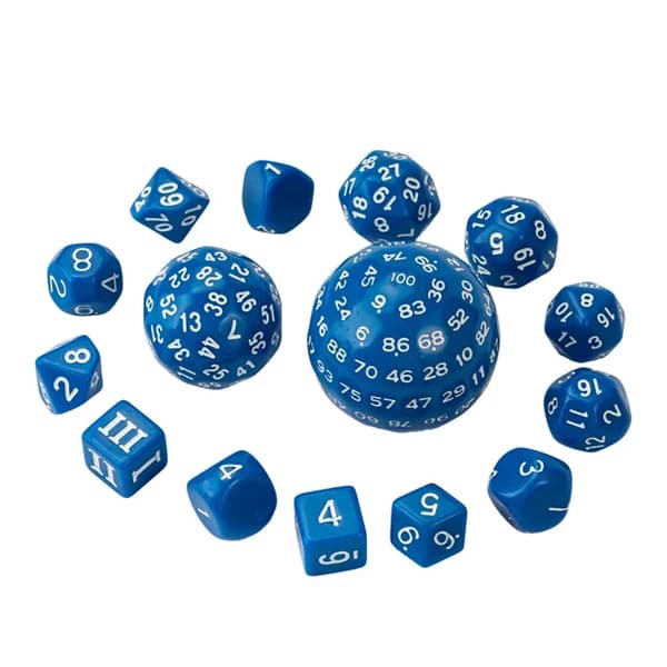 RPG-noppaa, sininen, 15 nopan setti