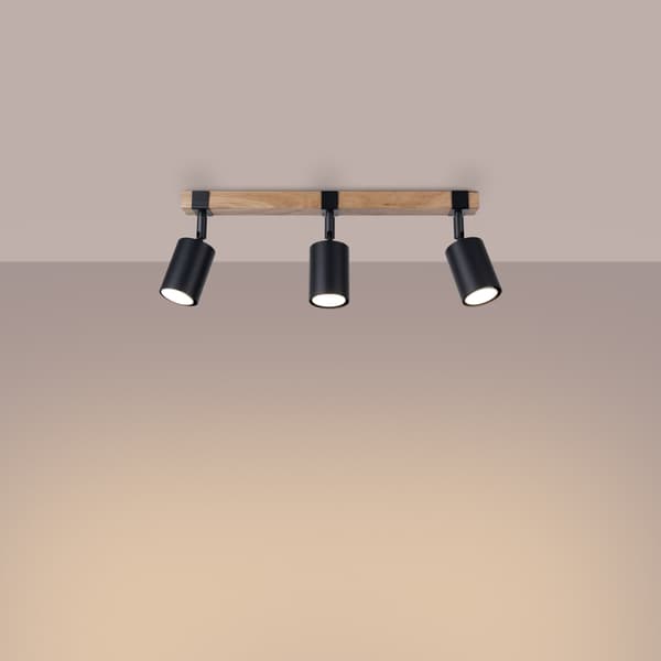 FAGER 3 GU10 SPOTLIGHT SORT TRÆ SOLLUX SL.1345