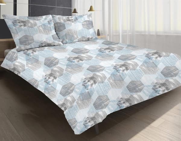 Satin Bäddset 220x200 EXCLUSIVE 44A Grå Blå Geometri