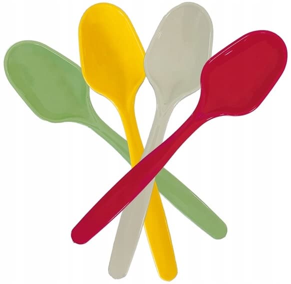 Färgglada återanvändbara plastskedar 8 st.