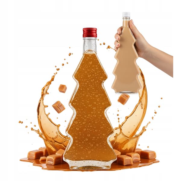 10x Julgranslikörflaskor 500ml Glasflaska för likörpresent 0,5l