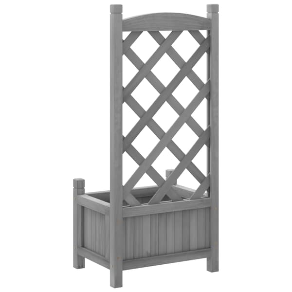 vidaXL Planter med spaljé, grå, massivt granträ