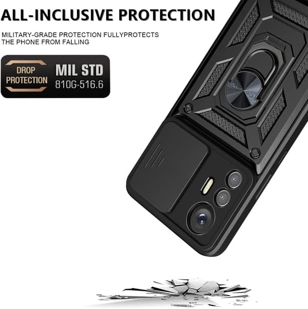 ARMOR ETUI TIL XIAOMI 12 LITE SORT KAMERABESKYTTELSE MED RING