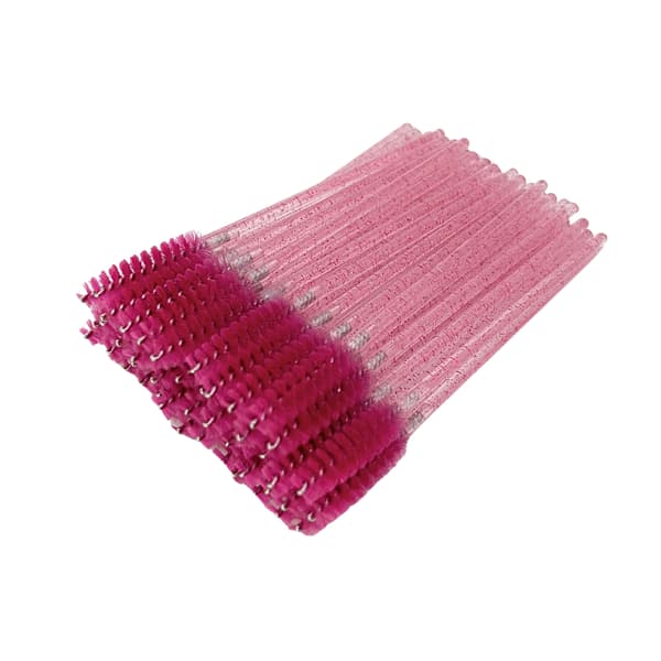 Ögonfransspiralborstar rosa glitter engångs 9,8 cm 50 st.