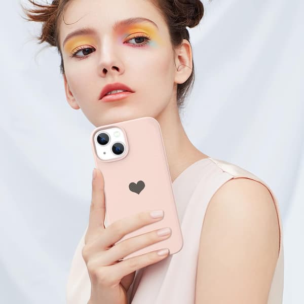 SILIKONIKUORI APPLE IPHONE 13 PRO MAX 6.7" VAALEANPUNAINEN MUSTA SYDÄN