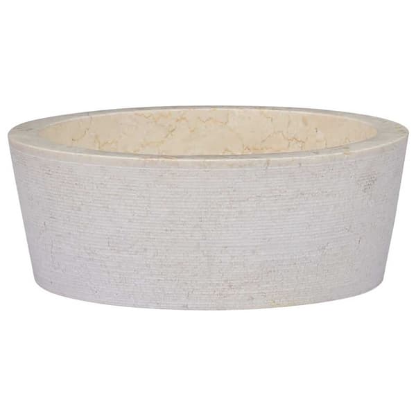 vidaXL Handfat, Creme, Ø40x15 cm, Marmor