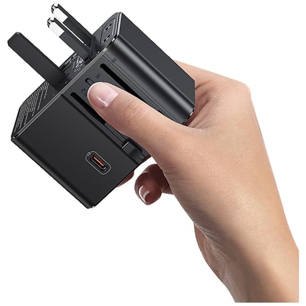 USAMS Rejseadapter CC310 3xUSB-C 70W 4in1 US/AU/EU/UK Sort
