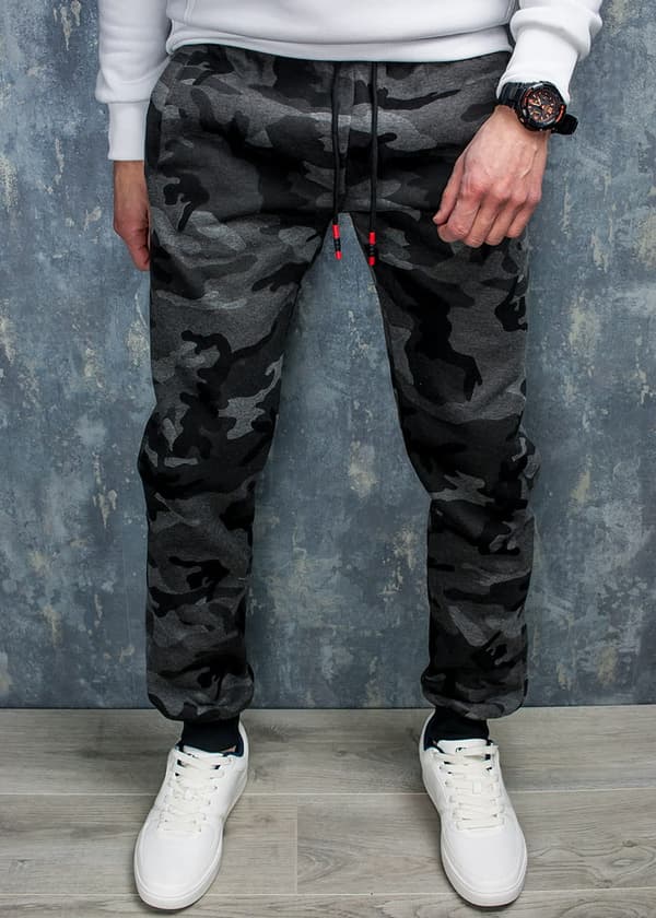 Herregrønne camouflage joggingbukser Recea XXL