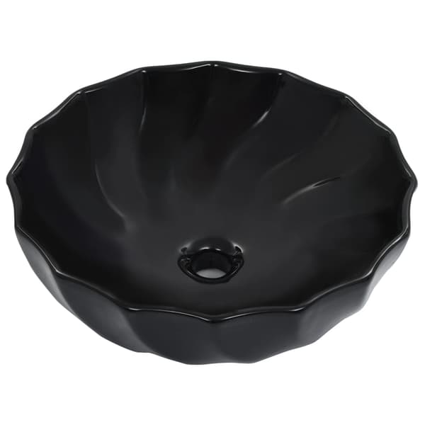 vidaXL Handfat, 46 x 17 cm, Keramik, Svart