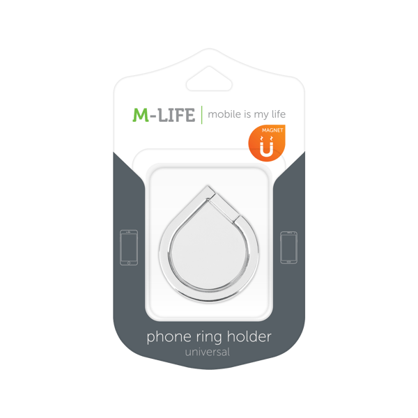 M-Life puhelimen rengas hopea