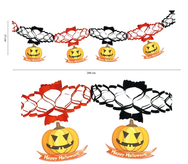 Halloween Papir Guirlande Græskar 200cm