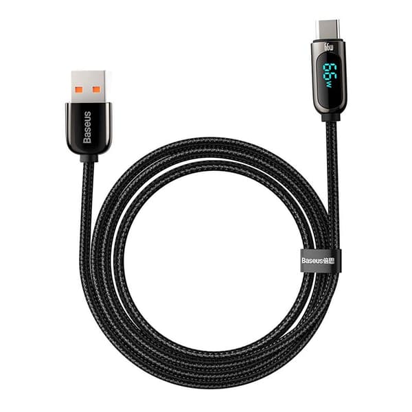 Baseus Display USB till USB-C-kabel, 66W, 1m (svart)