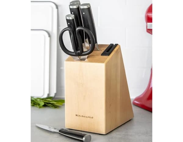 KITCHENAID GOURMET 7-DELAT KNIVSET I TRÄBLOCK MED SLIPS
