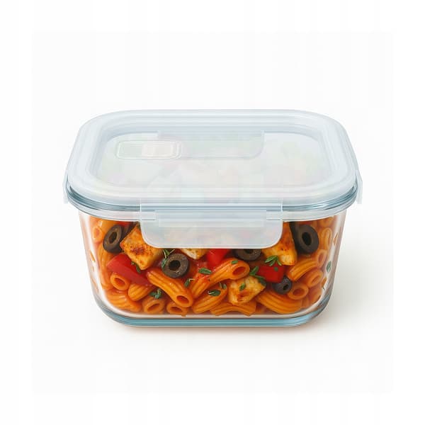 Fyrkantig glasbehållare 520 ml för mat, middag, lunch, salladsbehållare
