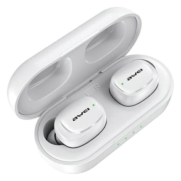 AWEI Bluetooth 5.1 T13 Pro TWS Hörlurar + Dockningsstation Vita