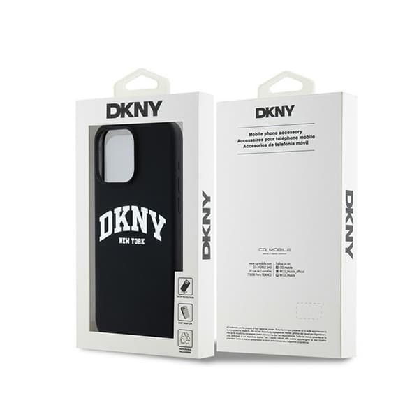 DKNY Liquid Silicone White Printed Logo MagSafe - iPhone 14 Pro Max -kotelo (musta)