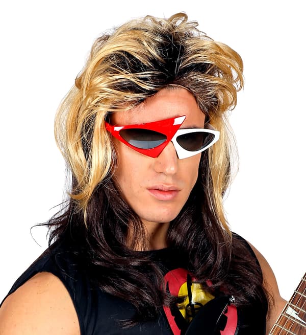 Paryk 70'er 80'er Disco Brun Blond Lang Rock