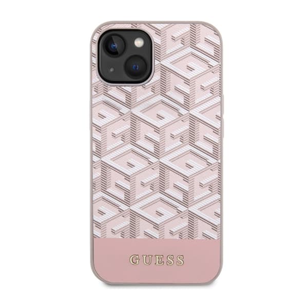 Guess GCube Stripes MagSafe - iPhone 14 Plus-skal (rosa)