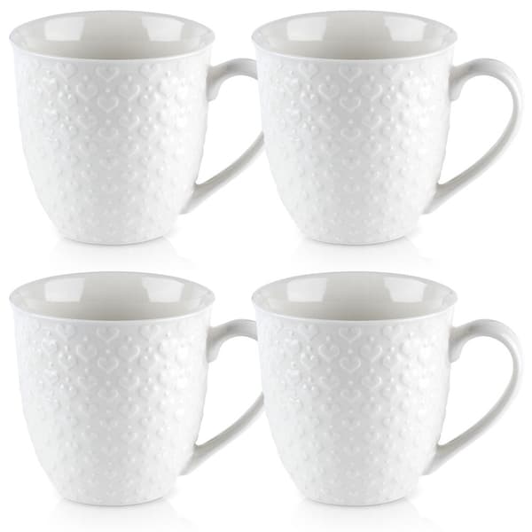 Keramik kaffekoppar med öra vit 580 ml 4-pack
