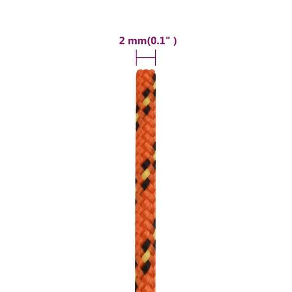 vidaXL Segelrep, Orange, 2 mm, 50 m, Polypropylen