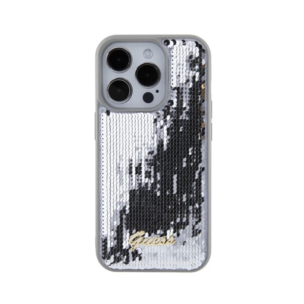 Guess Sequin Script Metal - iPhone 15 Pro-skal (Silver)