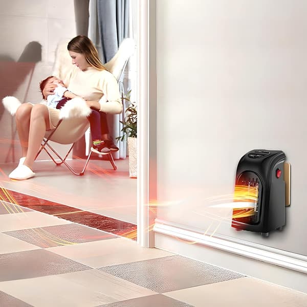 Mini elektrisk keramisk badeværelsesvarmer, LCD-varmer, 400W
