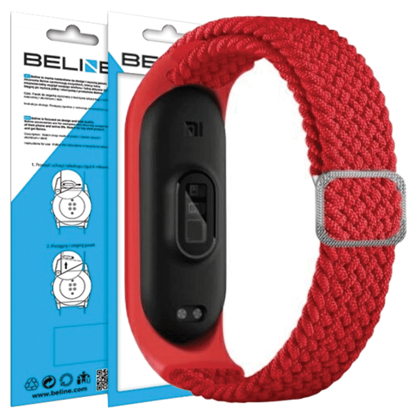 Beline Mi Band 7/6/5 Tekstiiliranneke, punainen/punainen