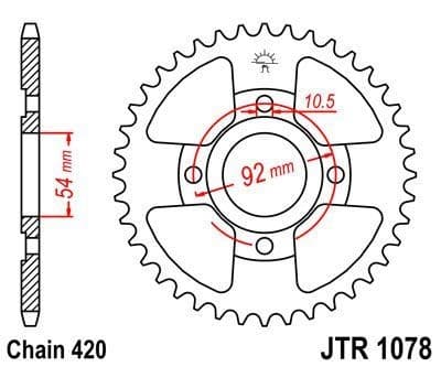 JT R1078-47 stål baghjul, 47T, størrelse 420