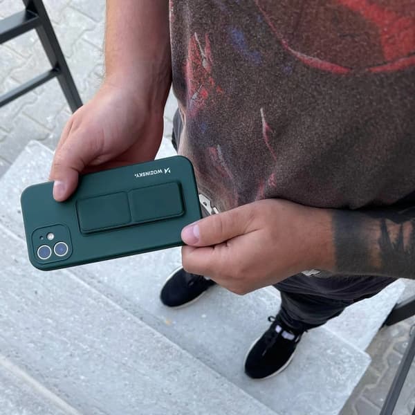 Wozinsky Stativskal iPhone 12 Pro Max Silikonskal med Stativ Ljusblå